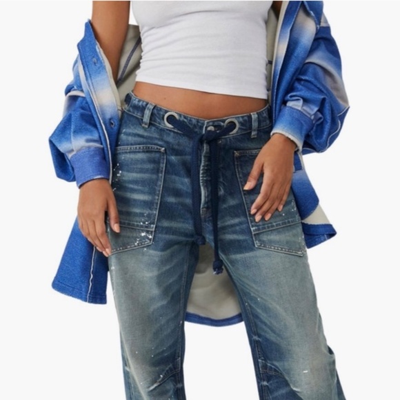 We The Free Blue Washed Wide Leg Jeans - Picture 2 of 7